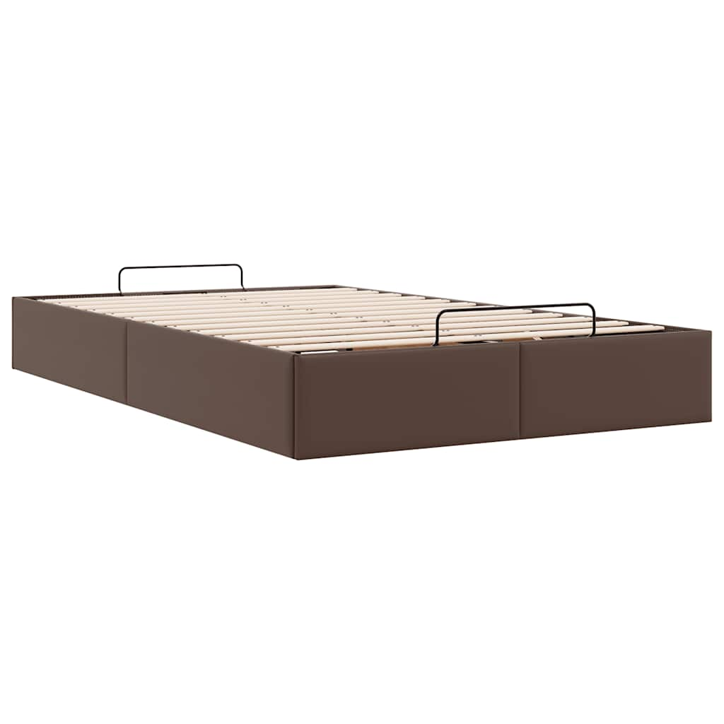 Cadre de lit ottoman sans matelas marron 120x200 cm similicuir