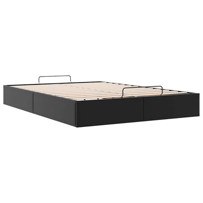 Cadre de lit ottoman sans matelas noir 140x190 cm similicuir