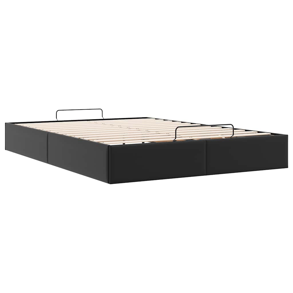 Cadre de lit ottoman sans matelas noir 140x190 cm similicuir