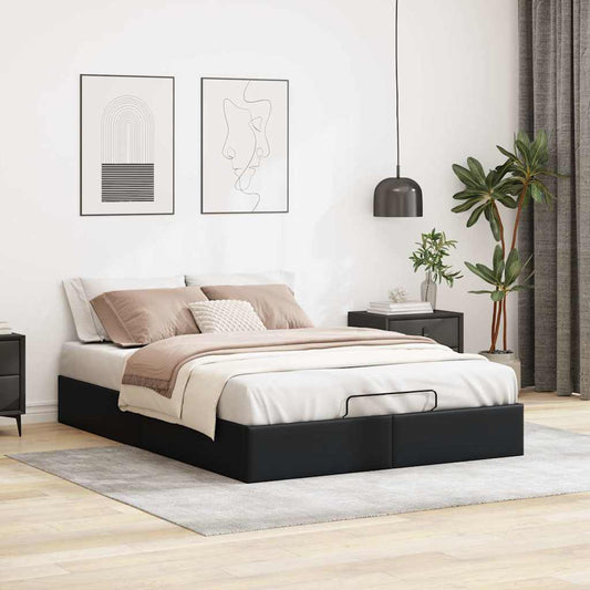 Cadre de lit ottoman sans matelas noir 140x190 cm similicuir