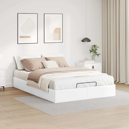 Cadre de lit ottoman sans matelas blanc 140x190 cm similicuir