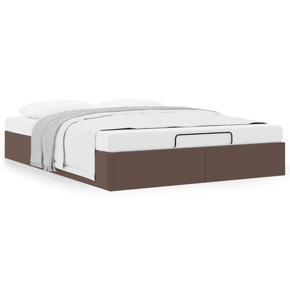 Cadre de lit ottoman sans matelas marron 140x190 cm similicuir