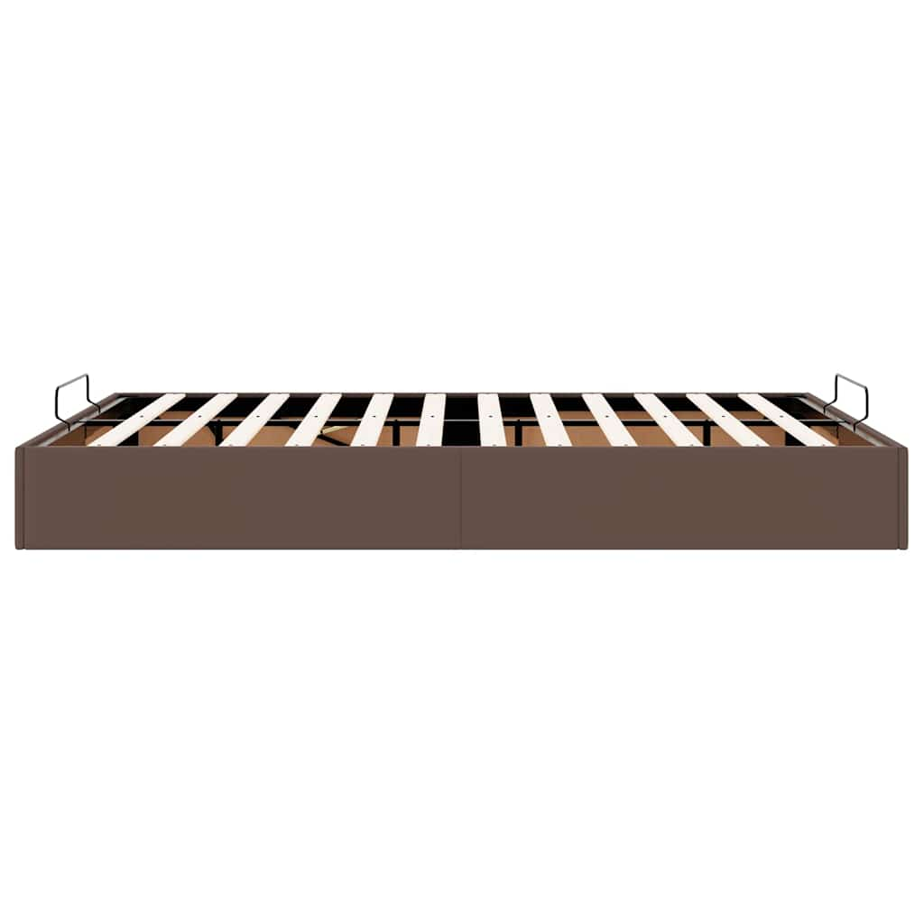 Cadre de lit ottoman sans matelas marron 140x190 cm similicuir