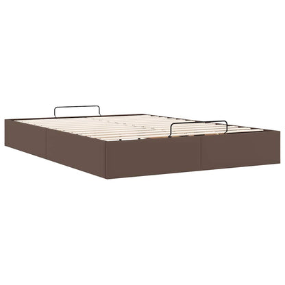 Cadre de lit ottoman sans matelas marron 140x190 cm similicuir