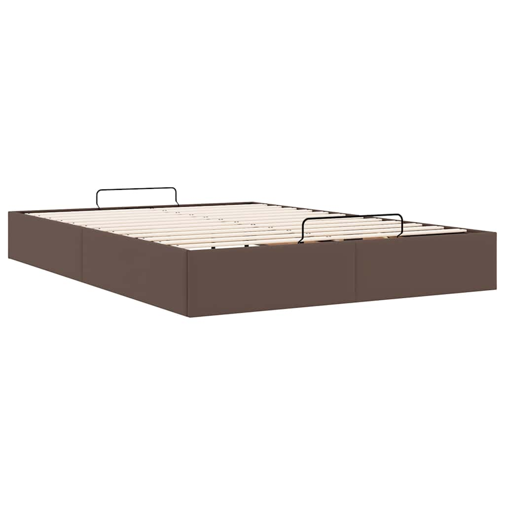 Cadre de lit ottoman sans matelas marron 140x190 cm similicuir