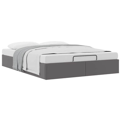 Cadre de lit ottoman sans matelas gris 140x190 cm similicuir