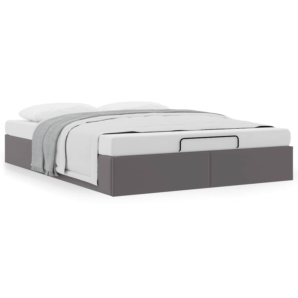 Cadre de lit ottoman sans matelas gris 140x190 cm similicuir