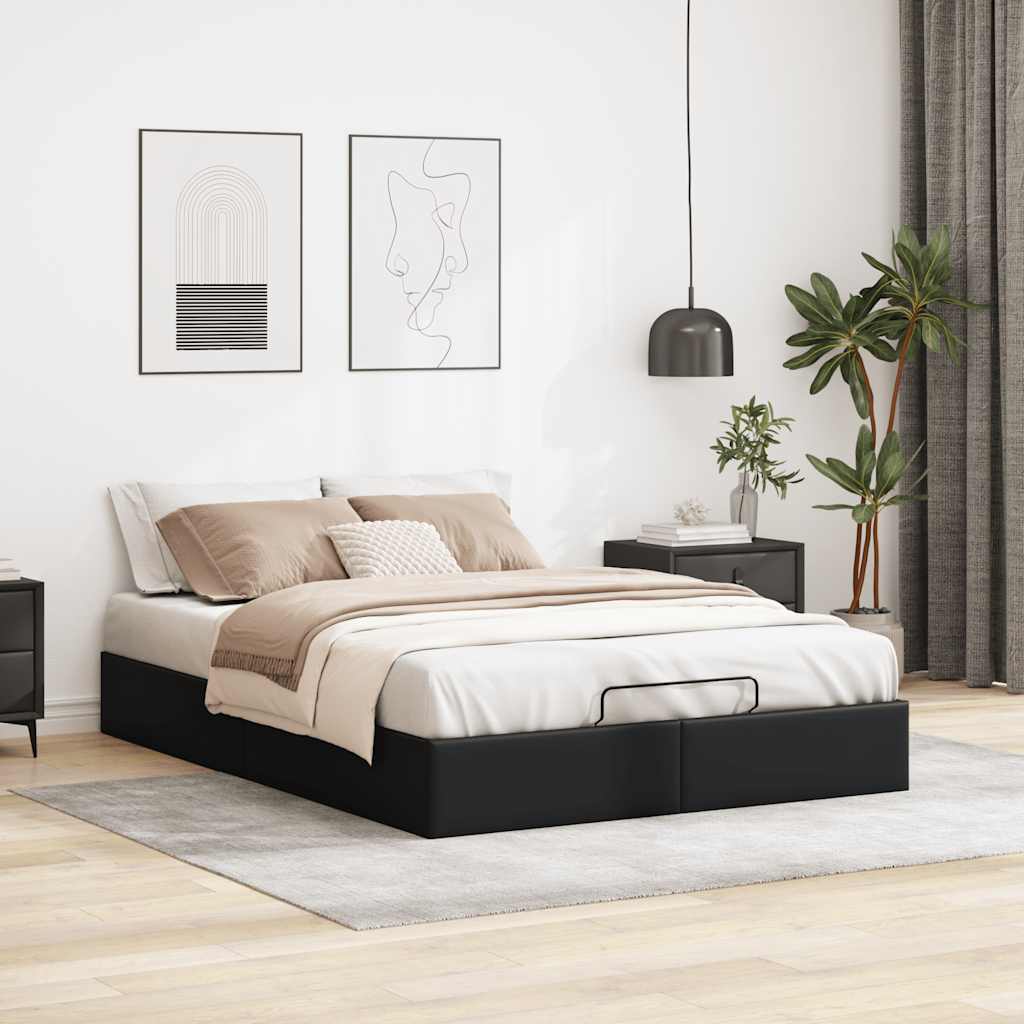 Cadre de lit ottoman sans matelas noir 140x200 cm similicuir