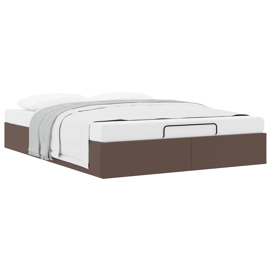 Cadre de lit ottoman sans matelas marron 140x200 cm similicuir