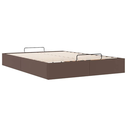 Cadre de lit ottoman sans matelas marron 140x200 cm similicuir