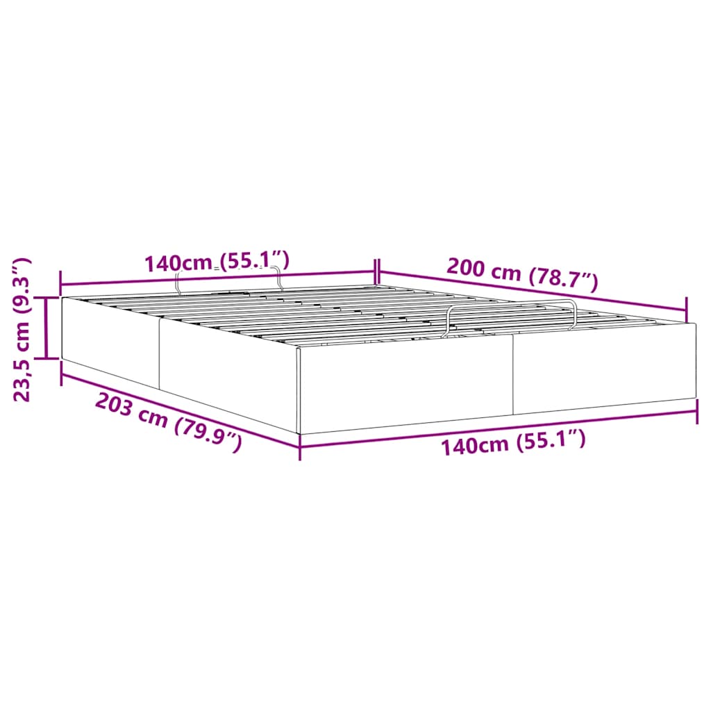 Cadre de lit ottoman sans matelas marron 140x200 cm similicuir