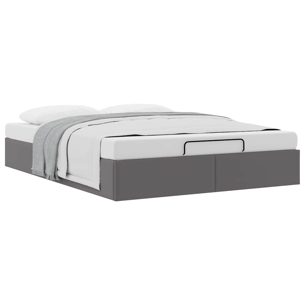 Cadre de lit ottoman sans matelas gris 140x200 cm similicuir