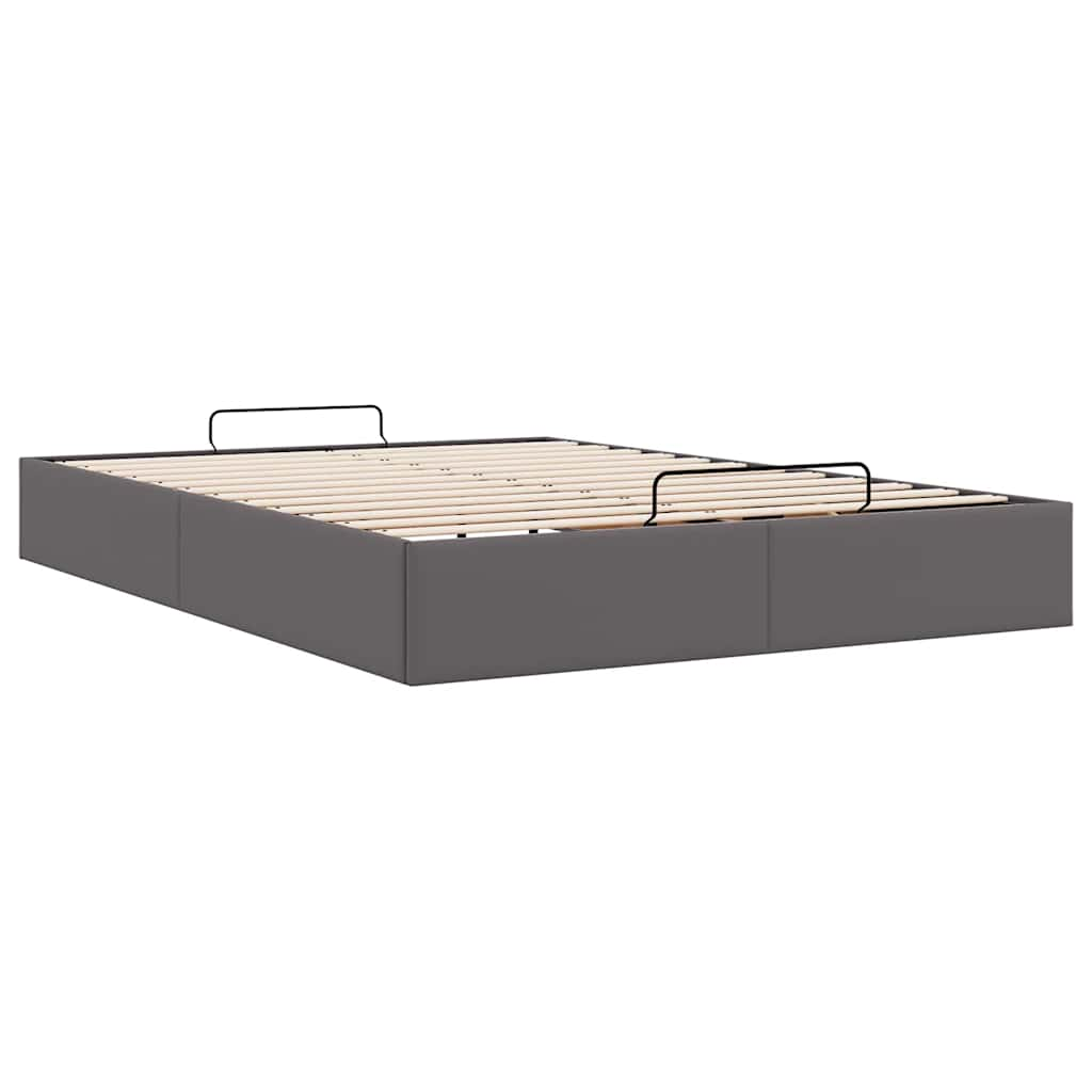 Cadre de lit ottoman sans matelas gris 140x200 cm similicuir