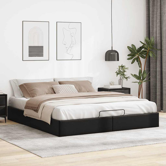 Cadre de lit ottoman sans matelas noir 160x200 cm similicuir