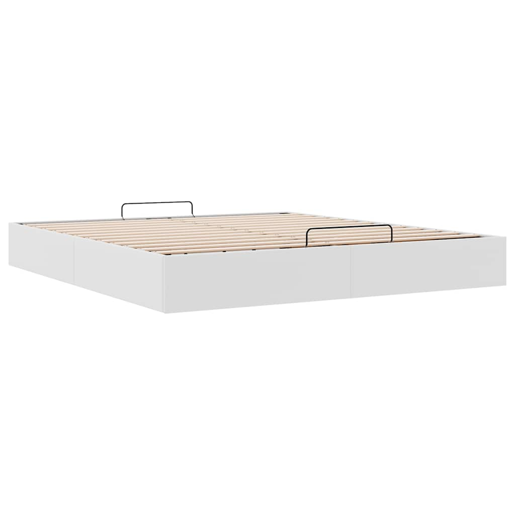 Cadre de lit ottoman sans matelas blanc 160x200 cm similicuir