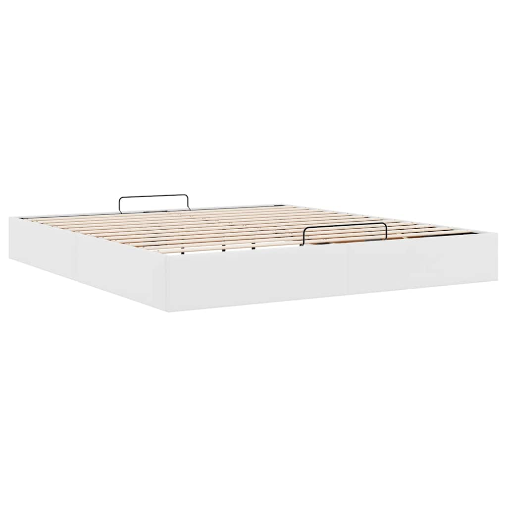 Cadre de lit ottoman sans matelas blanc 160x200 cm similicuir