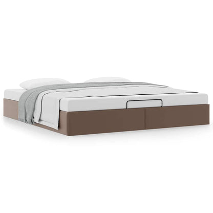 Cadre de lit ottoman sans matelas marron 160x200 cm similicuir