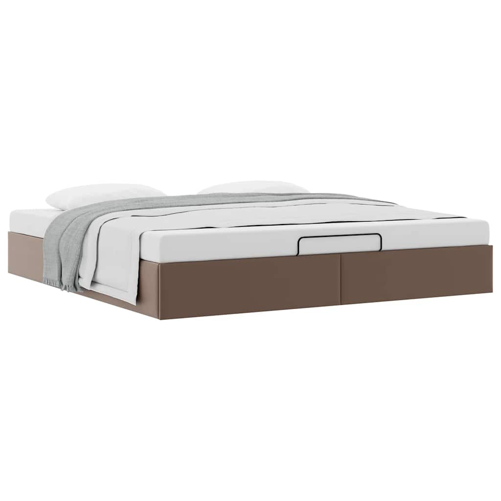 Cadre de lit ottoman sans matelas marron 160x200 cm similicuir