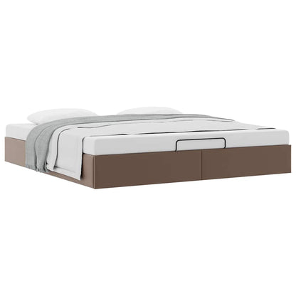 Cadre de lit ottoman sans matelas marron 160x200 cm similicuir