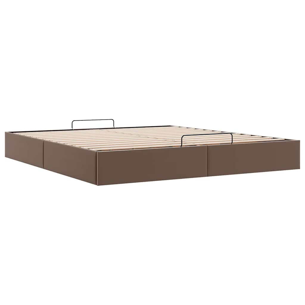 Cadre de lit ottoman sans matelas marron 160x200 cm similicuir