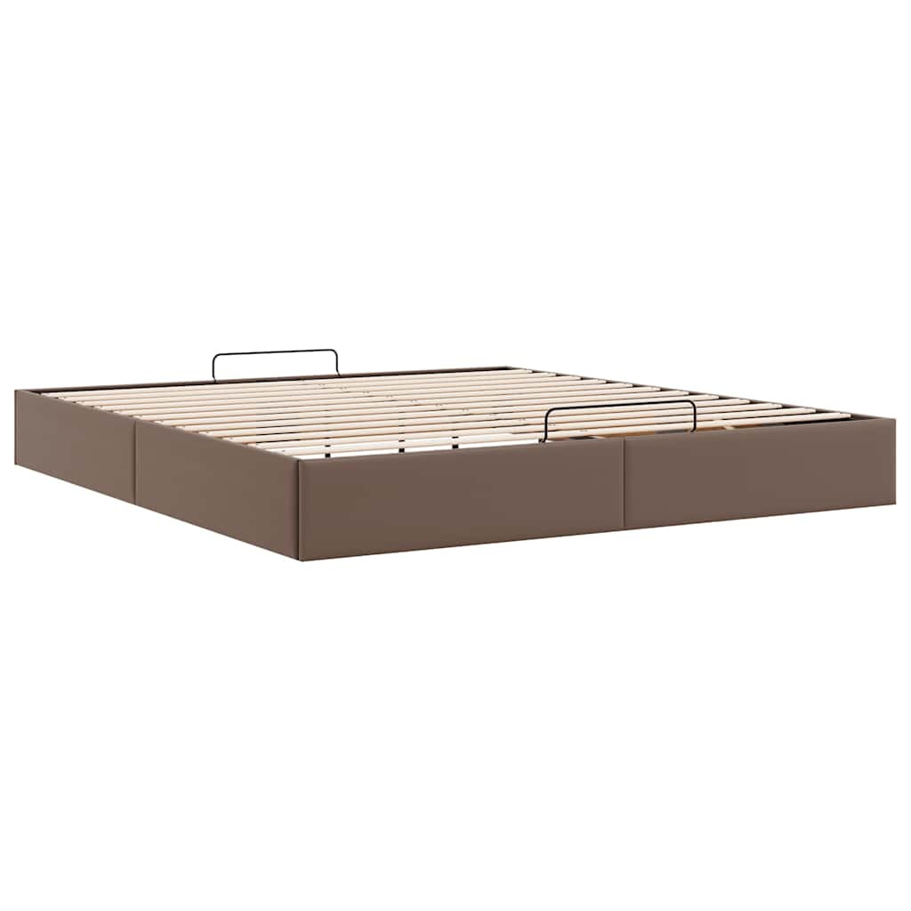 Cadre de lit ottoman sans matelas marron 160x200 cm similicuir