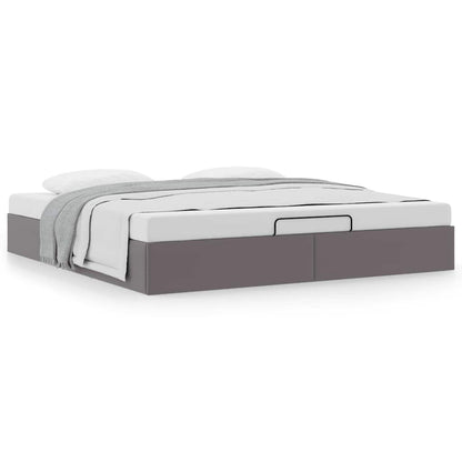 Cadre de lit ottoman sans matelas gris 160x200 cm similicuir