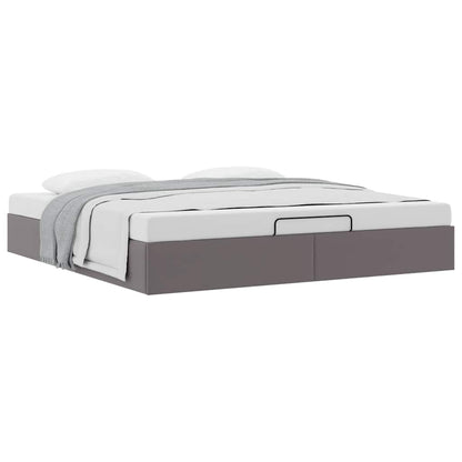 Cadre de lit ottoman sans matelas gris 160x200 cm similicuir