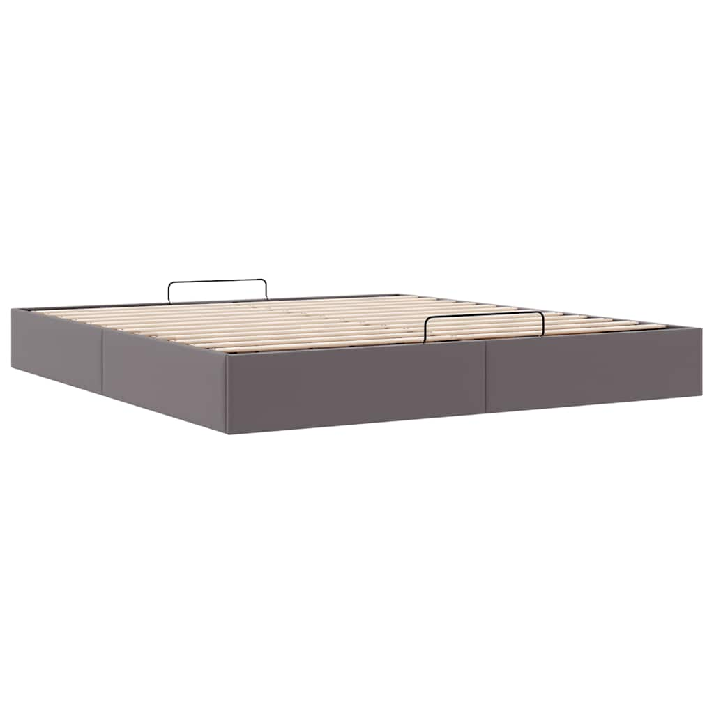 Cadre de lit ottoman sans matelas gris 160x200 cm similicuir