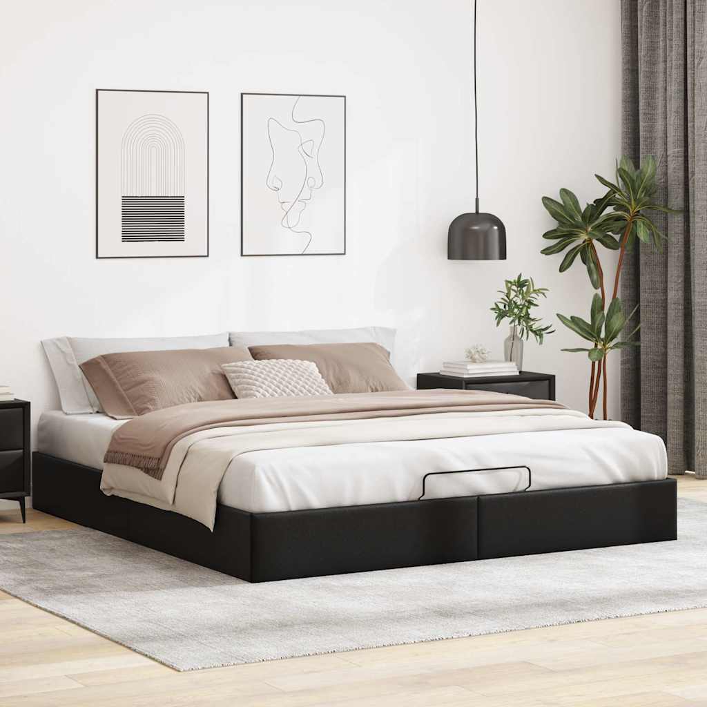 Cadre de lit ottoman sans matelas noir 180x200 cm similicuir