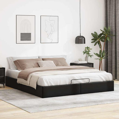 Cadre de lit ottoman sans matelas noir 180x200 cm similicuir