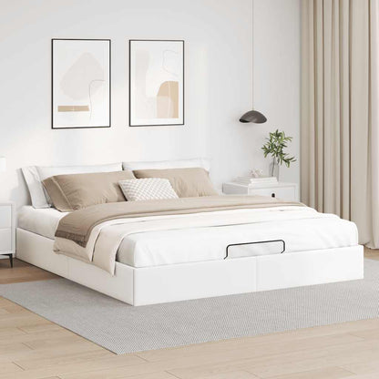 Cadre de lit ottoman sans matelas blanc 180x200 cm similicuir