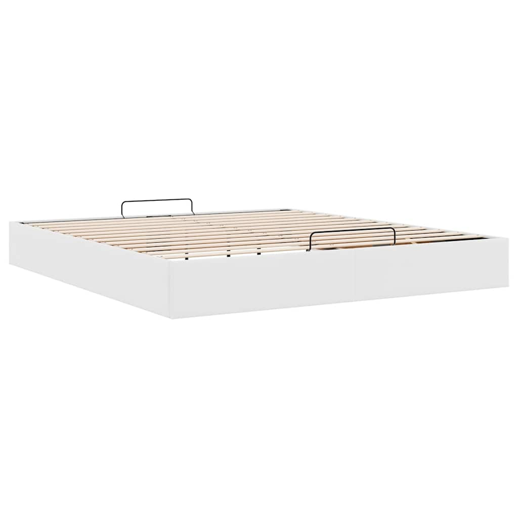 Cadre de lit ottoman sans matelas blanc 180x200 cm similicuir