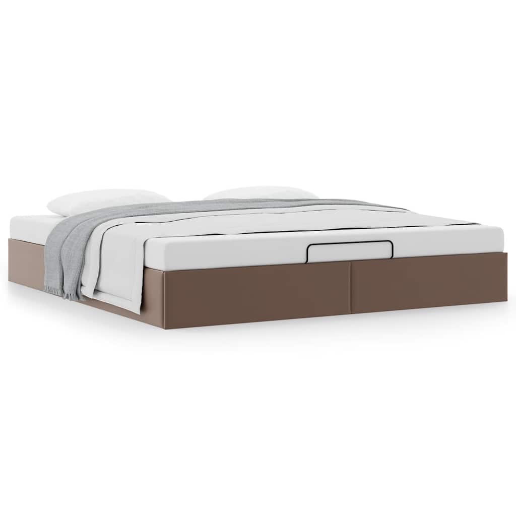 Cadre de lit ottoman sans matelas marron 180x200 cm similicuir