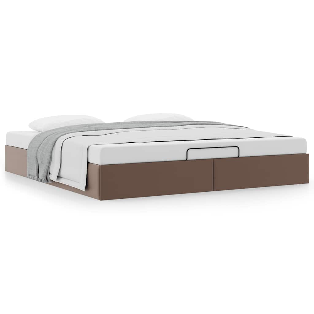 Cadre de lit ottoman sans matelas marron 180x200 cm similicuir