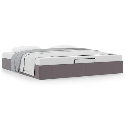 Cadre de lit ottoman sans matelas gris 180x200 cm similicuir