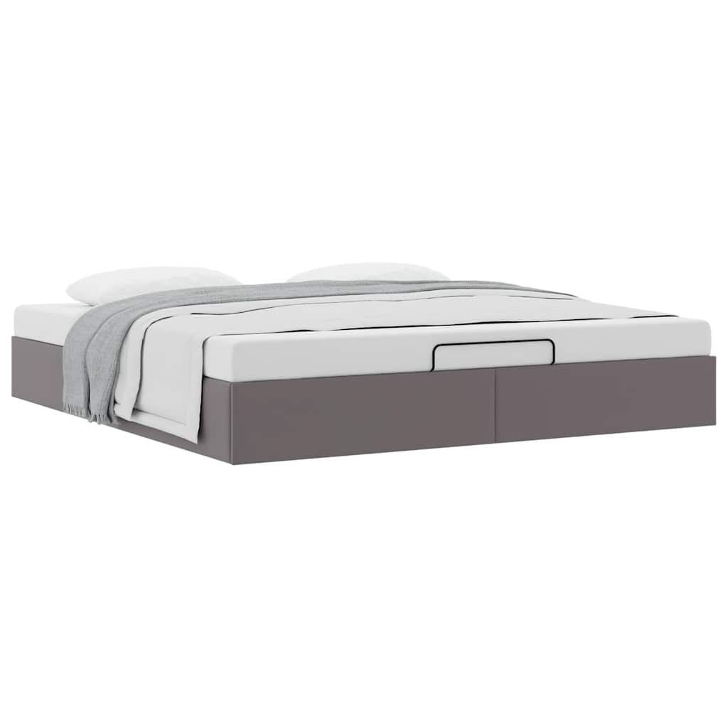 Cadre de lit ottoman sans matelas gris 180x200 cm similicuir