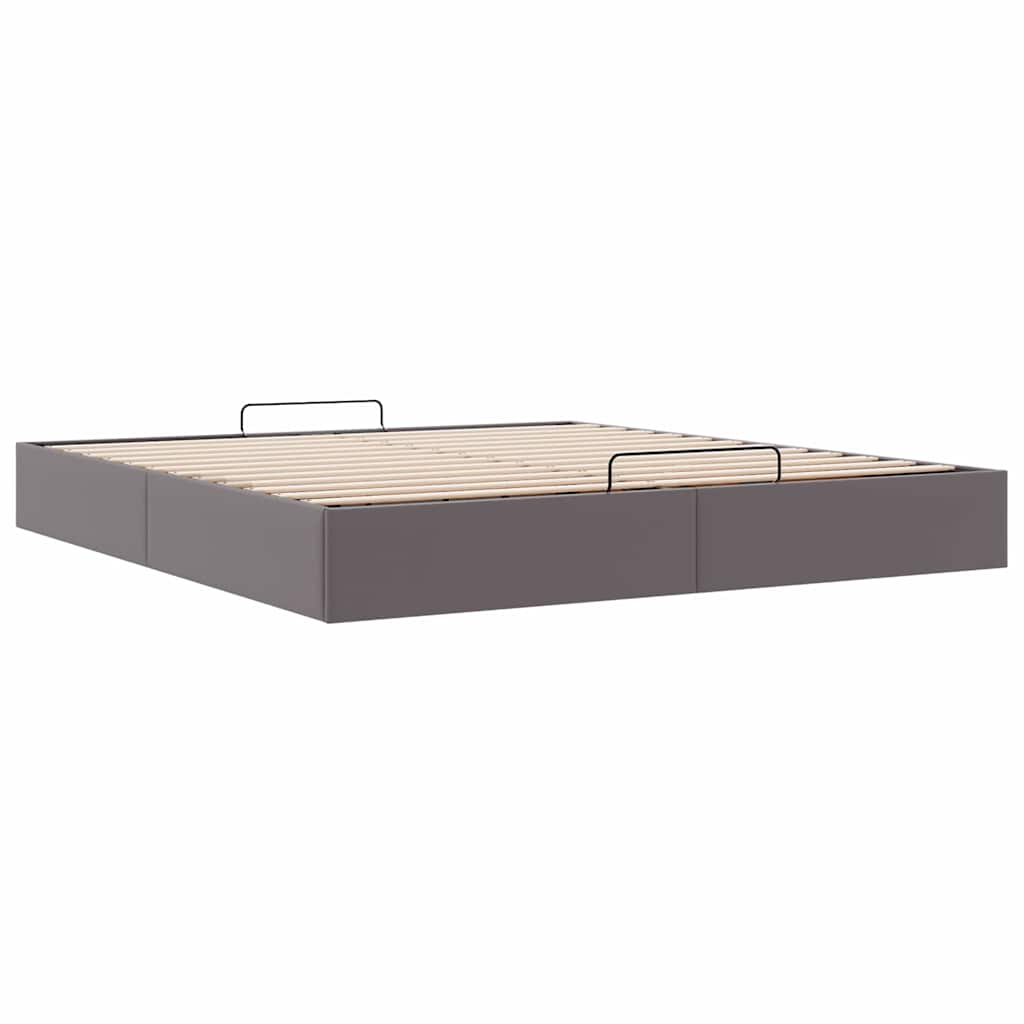 Cadre de lit ottoman sans matelas gris 180x200 cm similicuir