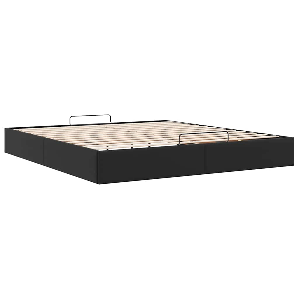 Cadre de lit ottoman sans matelas noir 200x200 cm similicuir