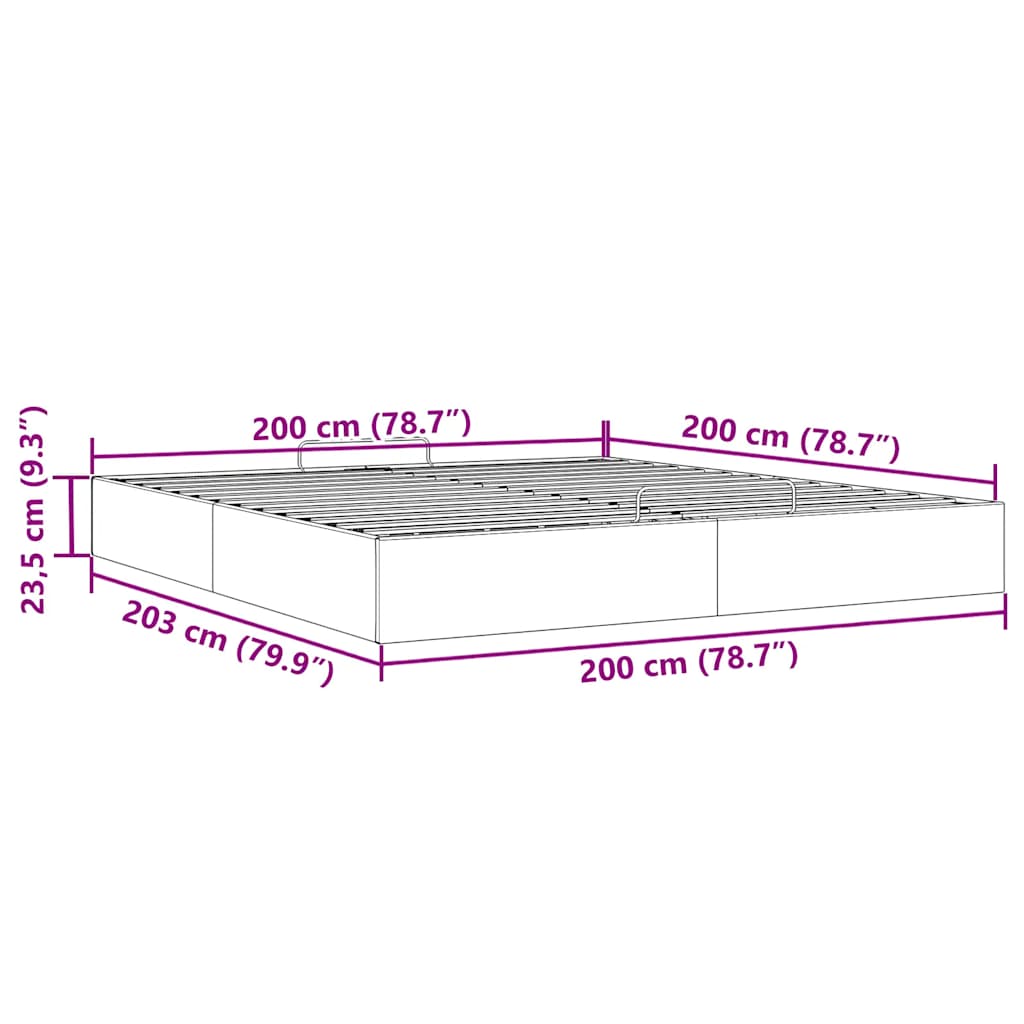 Cadre de lit ottoman sans matelas blanc 200x200 cm similicuir