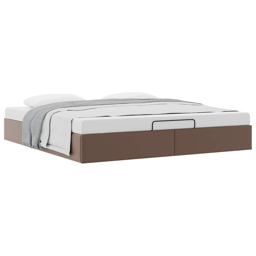 Cadre de lit ottoman sans matelas marron 200x200 cm similicuir