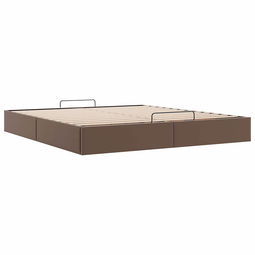 Cadre de lit ottoman sans matelas marron 200x200 cm similicuir