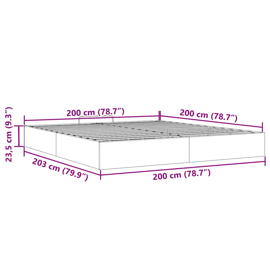 Cadre de lit ottoman sans matelas marron 200x200 cm similicuir