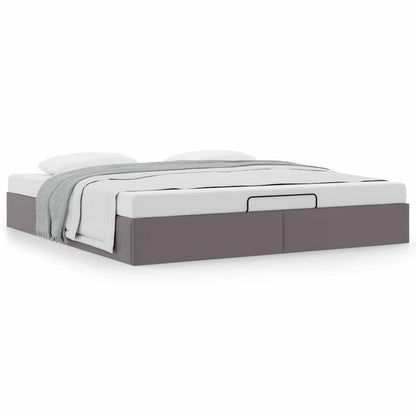 Cadre de lit ottoman sans matelas gris 200x200 cm similicuir