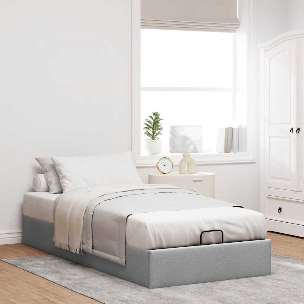 Cadre de lit ottoman sans matelas gris clair 80x200 cm tissu