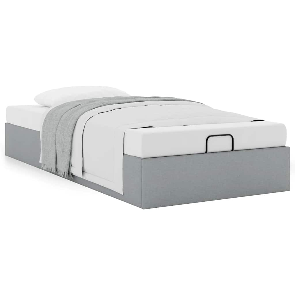 Cadre de lit ottoman sans matelas gris clair 80x200 cm tissu