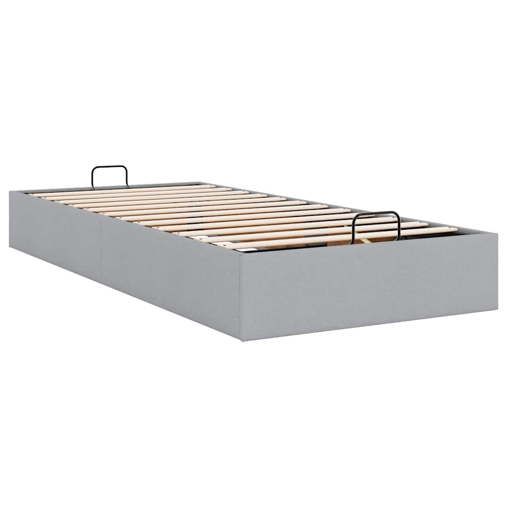 Cadre de lit ottoman sans matelas gris clair 80x200 cm tissu