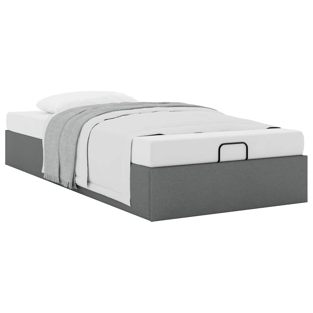 Cadre de lit ottoman sans matelas gris foncé 80x200 cm tissu