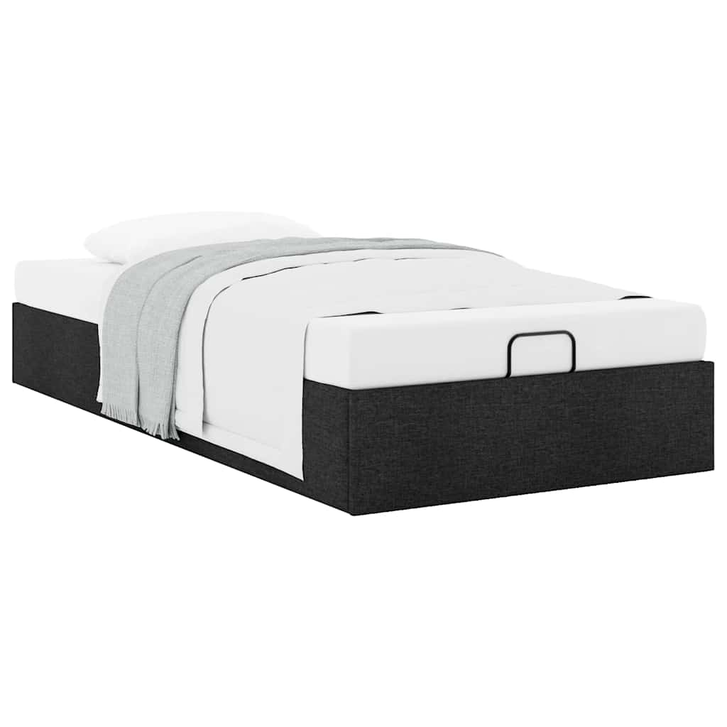 Cadre de lit ottoman sans matelas noir 80x200 cm tissu