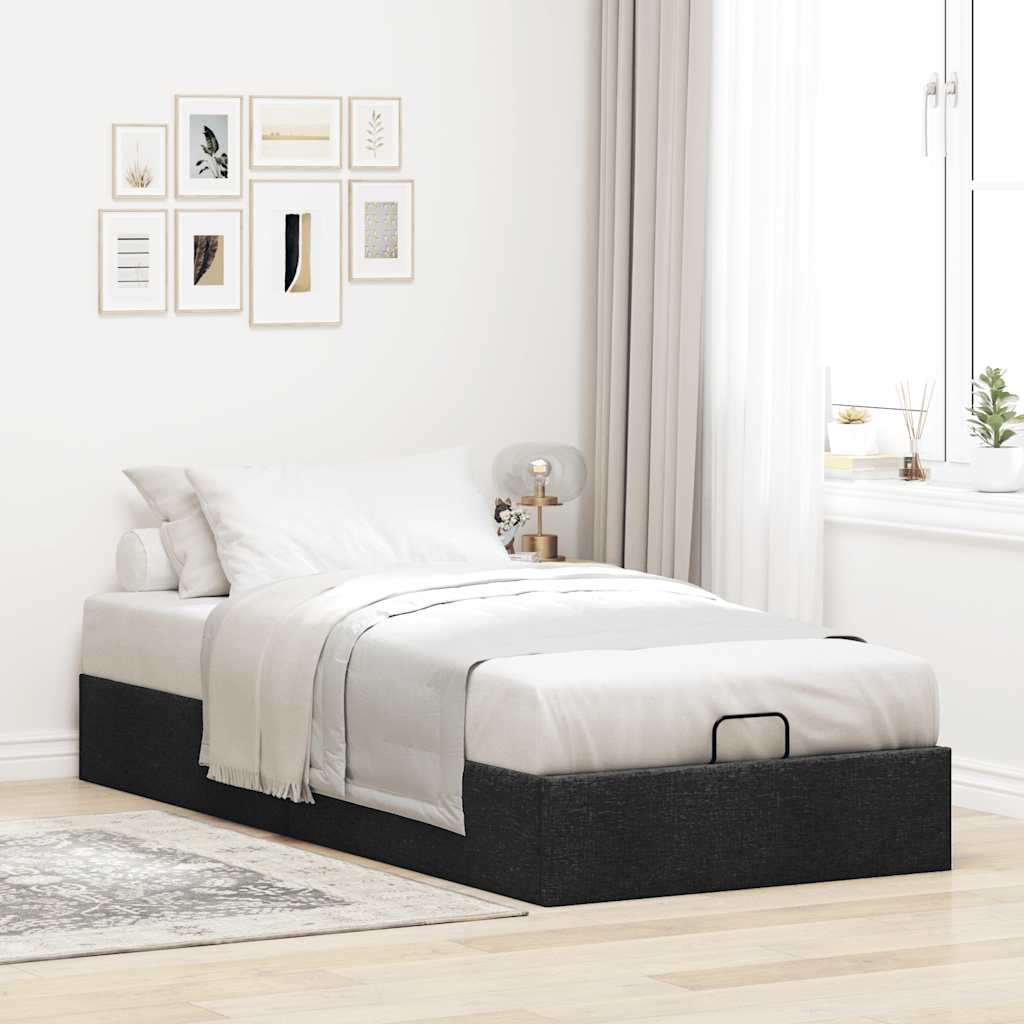 Cadre de lit ottoman sans matelas noir 80x200 cm tissu