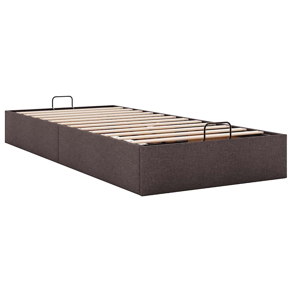 Cadre de lit ottoman sans matelas marron foncé 80x200 cm tissu